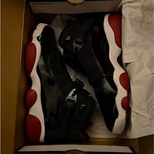 Jordan 6 Rings: Black/Varsity Red-White